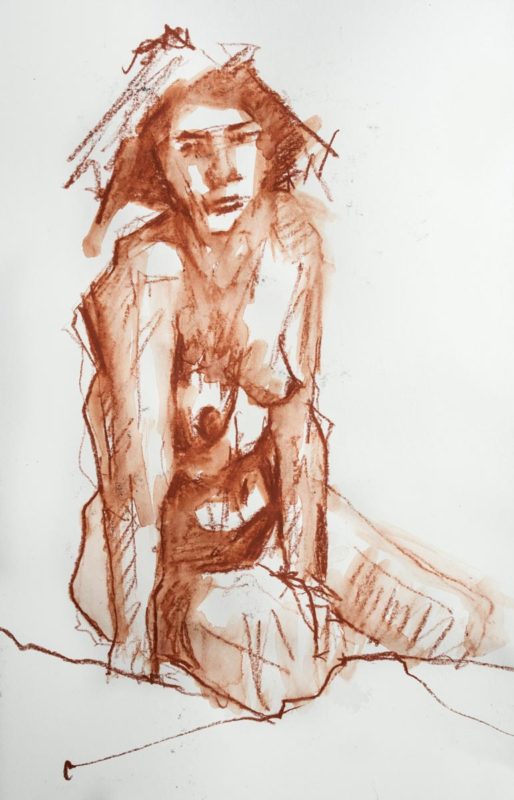 Amélie, crayons, a3, 2019